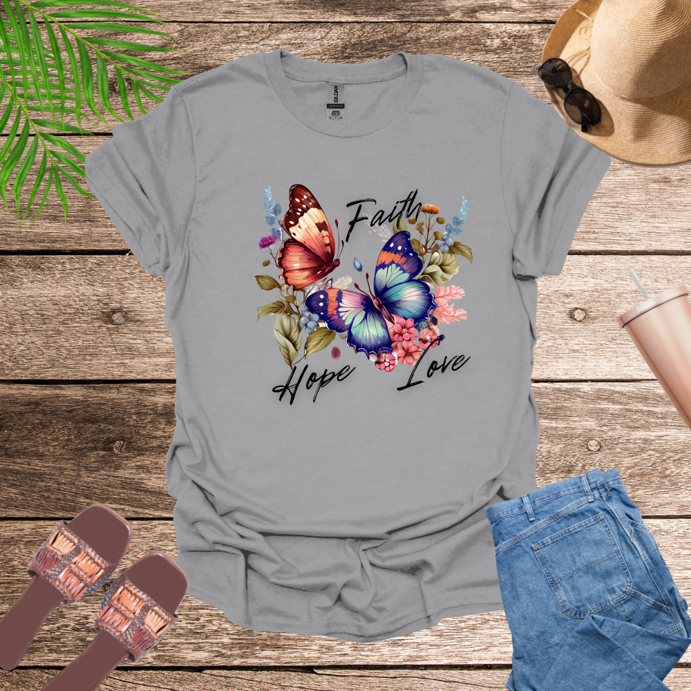 Faith Love Hope Butterfly T-Shirt